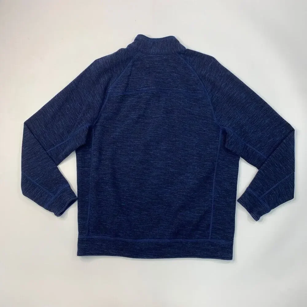 Tommy‎ Bahama Sweater Mens Medium Prussian Blue Slub Tropic Reversible Half Zip
